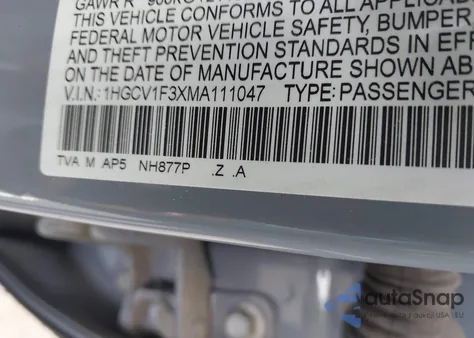 2021 Honda Accord Sport from USA, damaged, VIN 1HGCV1F3XMA111047